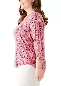 Plus 3/4 Sleeve Pleat Back Knit Top