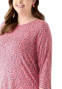 Plus 3/4 Sleeve Pleat Back Knit Top