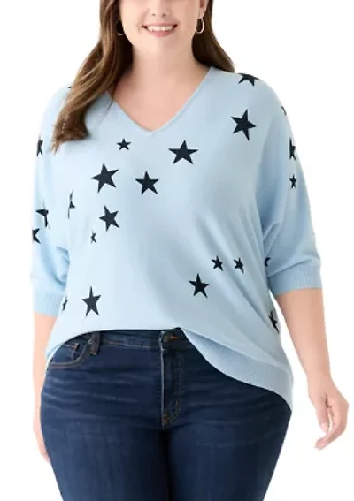 Plus Elbow Sleeve Knit Sweater