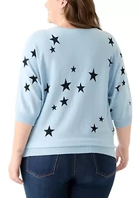 Plus Elbow Sleeve Knit Sweater