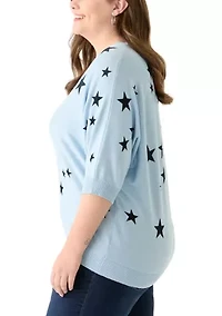 Plus Elbow Sleeve Knit Sweater