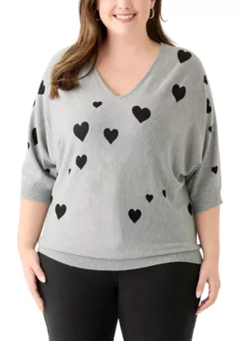 Plus Elbow Sleeve Knit Sweater