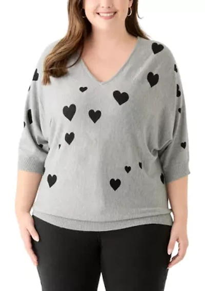 Plus Elbow Sleeve Knit Sweater