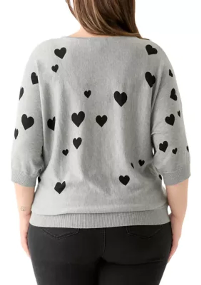Plus Elbow Sleeve Knit Sweater