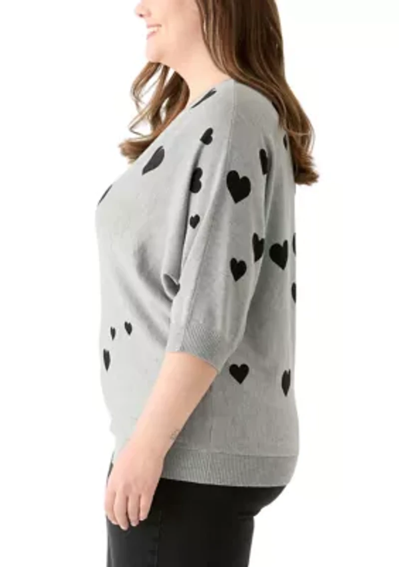 Plus Elbow Sleeve Knit Sweater