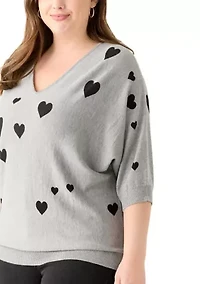 Plus Elbow Sleeve Knit Sweater