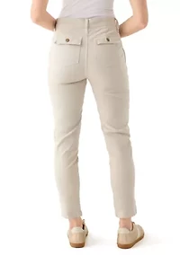 Petite Button Front Utility Ankle Slit Pants