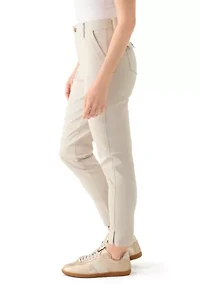 Petite Button Front Utility Ankle Slit Pants