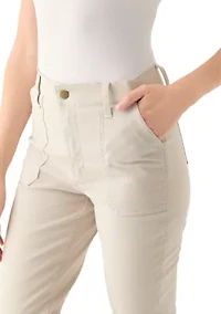 Petite Button Front Utility Ankle Slit Pants