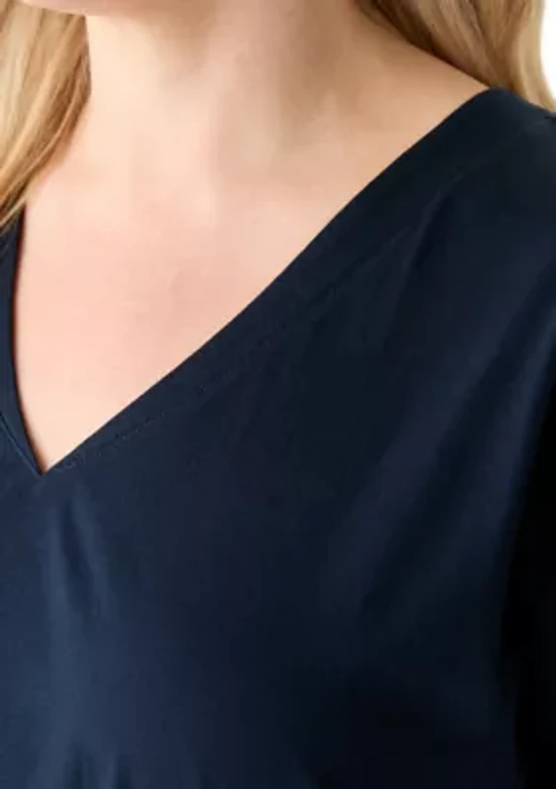 Plus Extended Shoulder V-Neck T-Shirt =