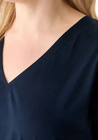 Plus Extended Shoulder V-Neck T-Shirt =