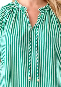 Plus Short Raglan Sleeve Peasant Woven Blouse