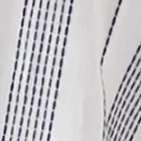 Plus Short Sleeve Embroidered Mixed Stripe Woven Blouse