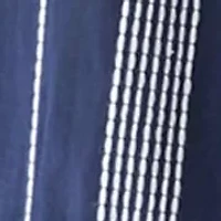 Plus Short Sleeve Embroidered Mixed Stripe Woven Blouse