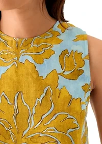Women's Sleeveless Crew Neck Hi Low Printed Top