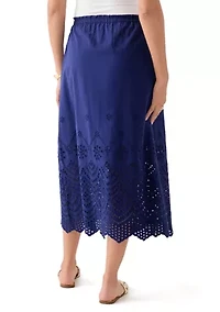 Women's Cotton Eyelet Pull On Skirt