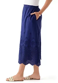 Women's Cotton Eyelet Pull On Skirt