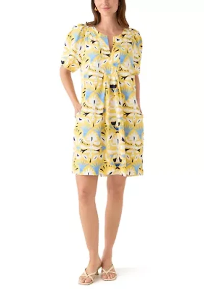 Women's Linen Blen Printed A-Line Dress