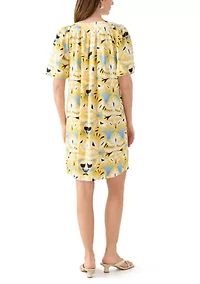 Women's Linen Blen Printed A-Line Dress