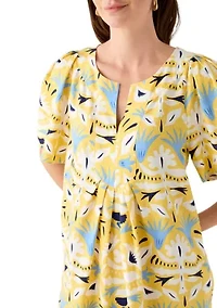 Women's Linen Blen Printed A-Line Dress