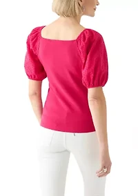 Women's Eyelet Sleeve Knit Top