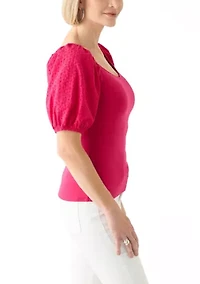 Women's Eyelet Sleeve Knit Top