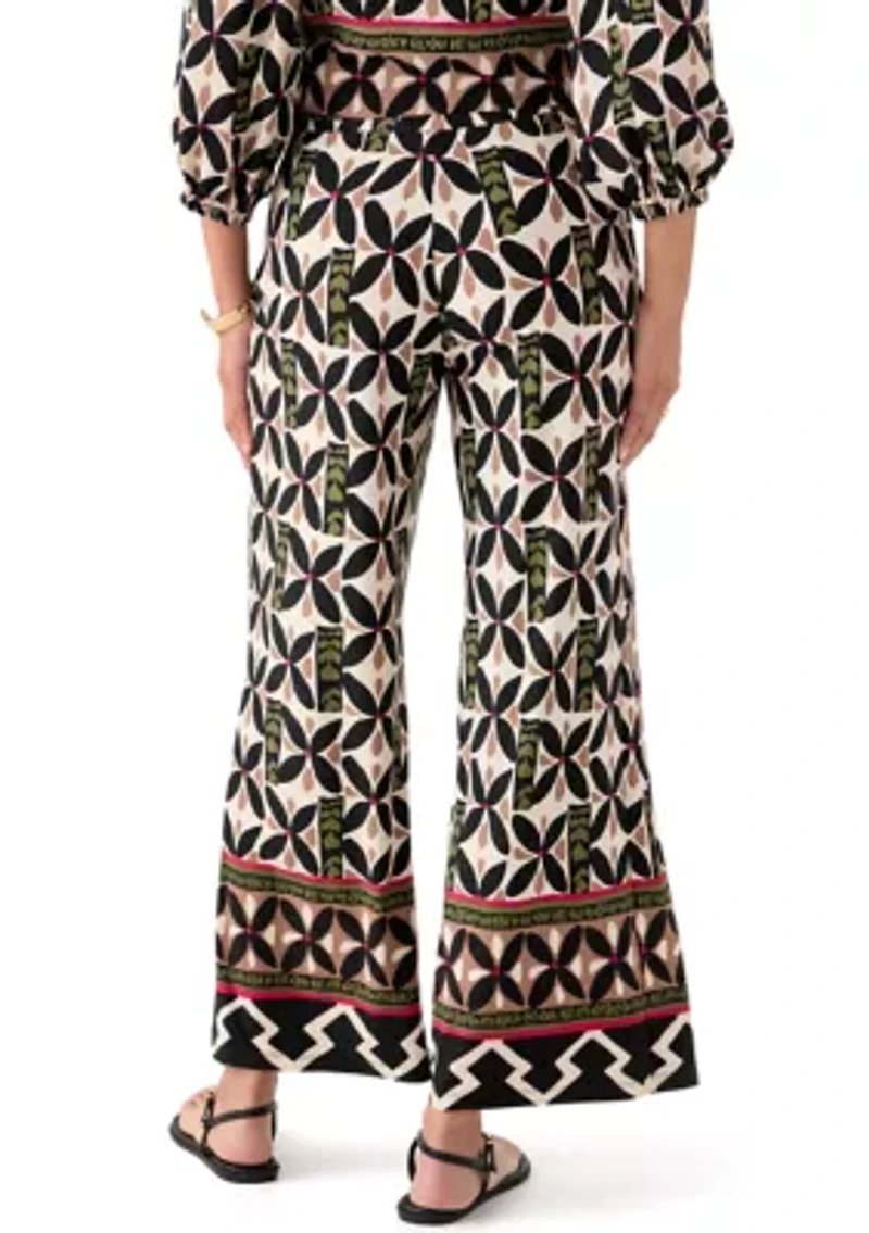 Women's Jersey Pull On Printed Wide Leg Pants