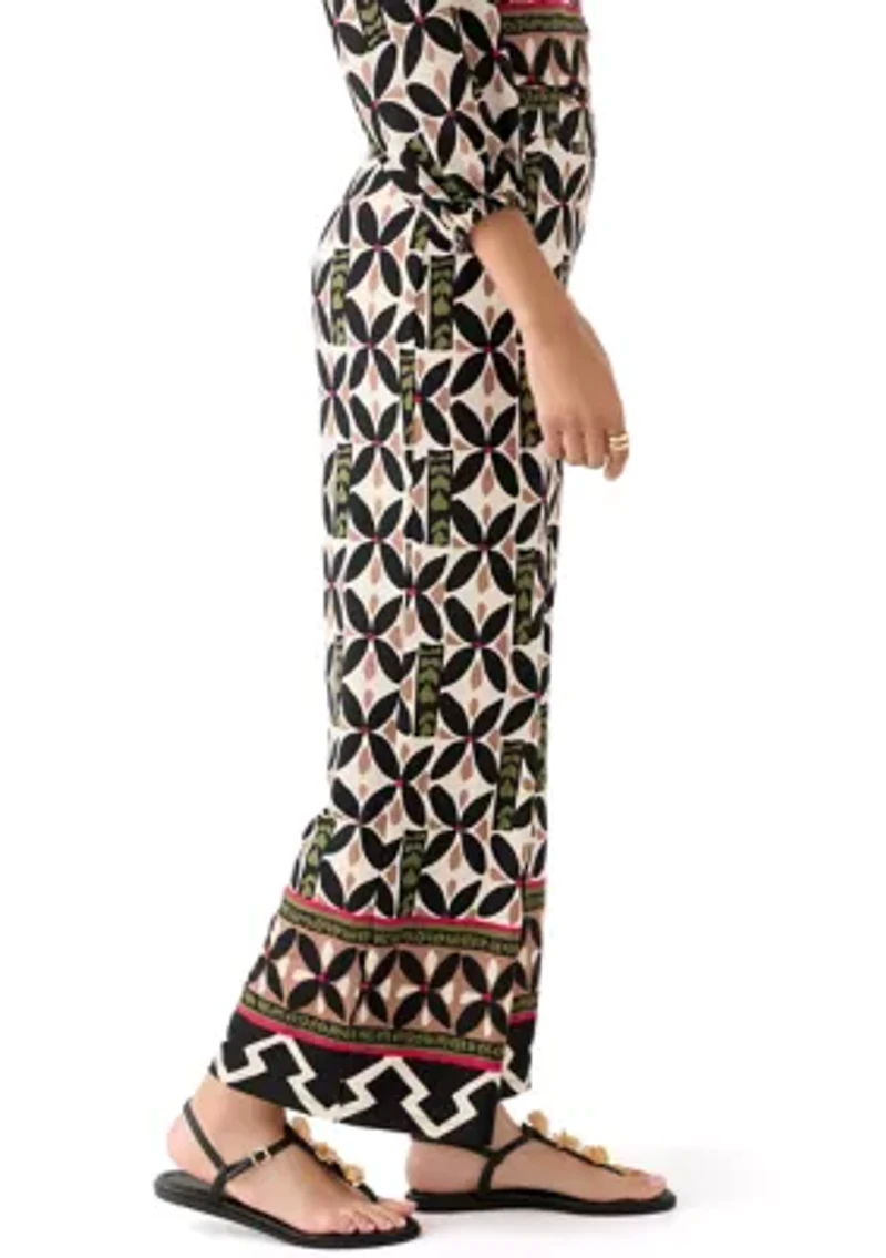 Women's Jersey Pull On Printed Wide Leg Pants