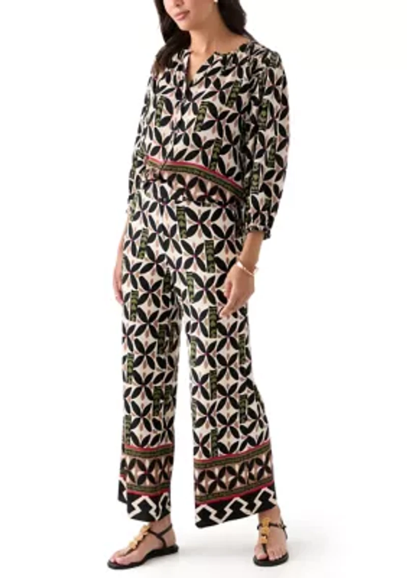 Women's Jersey Pull On Printed Wide Leg Pants