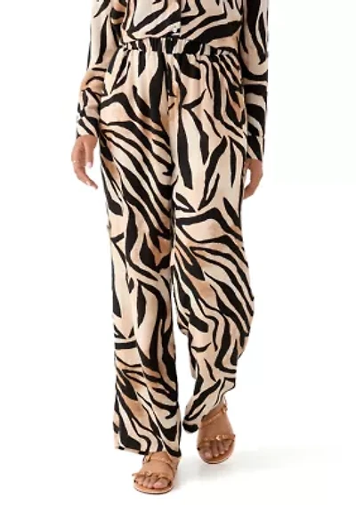 Women's Pull On Zebra Printed Wide Leg Pants
