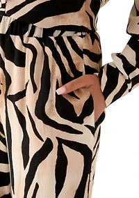 Women's Pull On Zebra Printed Wide Leg Pants