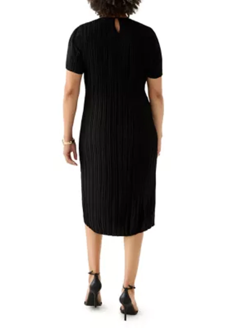 Women's Short Sleeve Pleated Dress