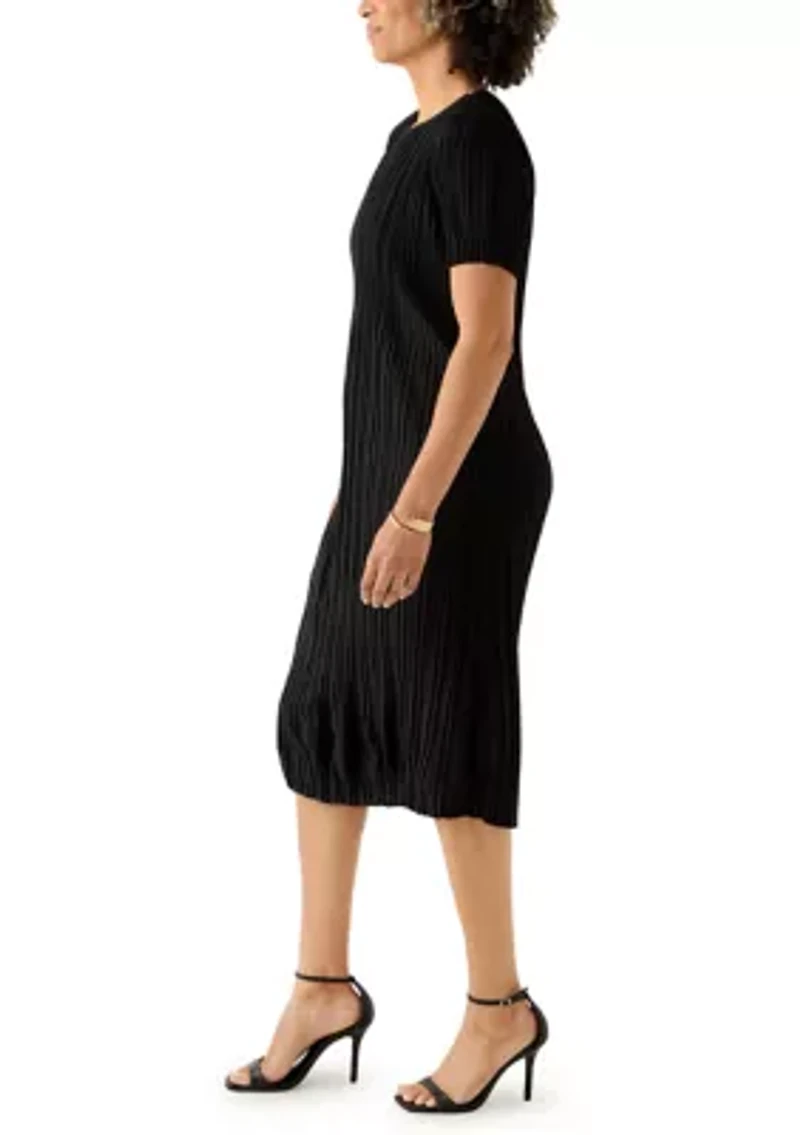 Women's Short Sleeve Pleated Dress