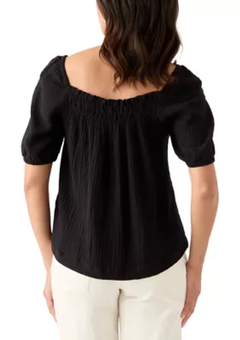 Women's Smocked Gauze Top