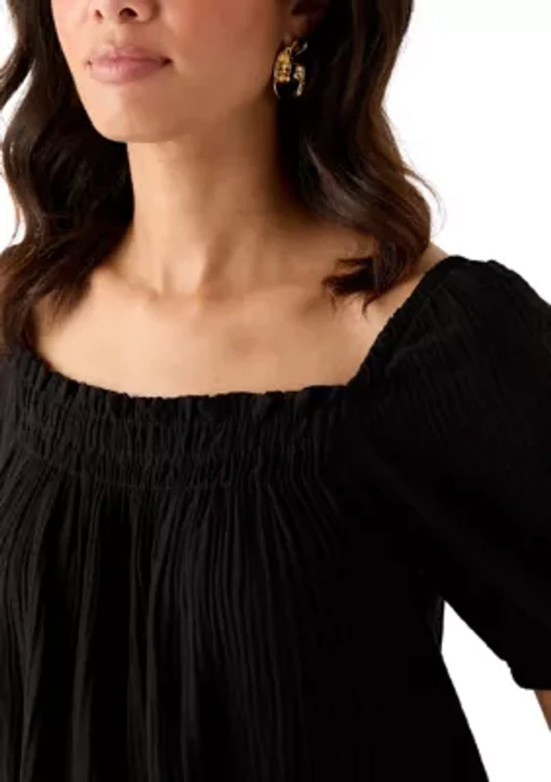 Women's Smocked Gauze Top