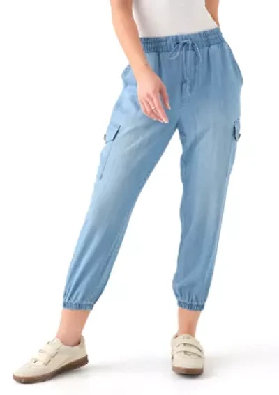 Petite Pull-On Tie Waist Drawstring Cargo Jogger Pants with Patch Pockets