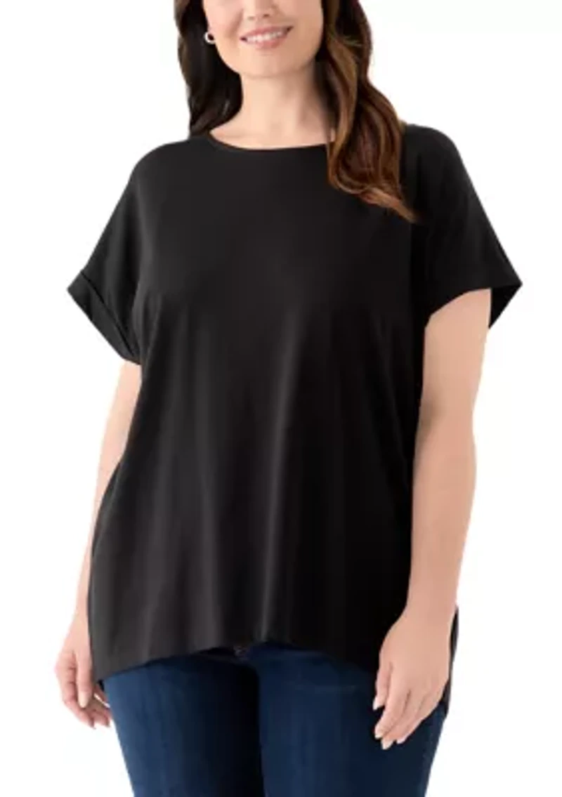 Plus Roll Sleeve Dolman T-Shirt