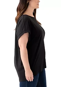 Plus Roll Sleeve Dolman T-Shirt