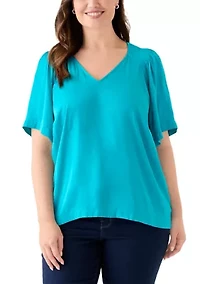 Plus Smocked Woven Airflow Top