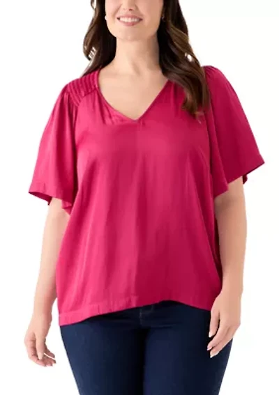 Plus Smocked Woven Airflow Top