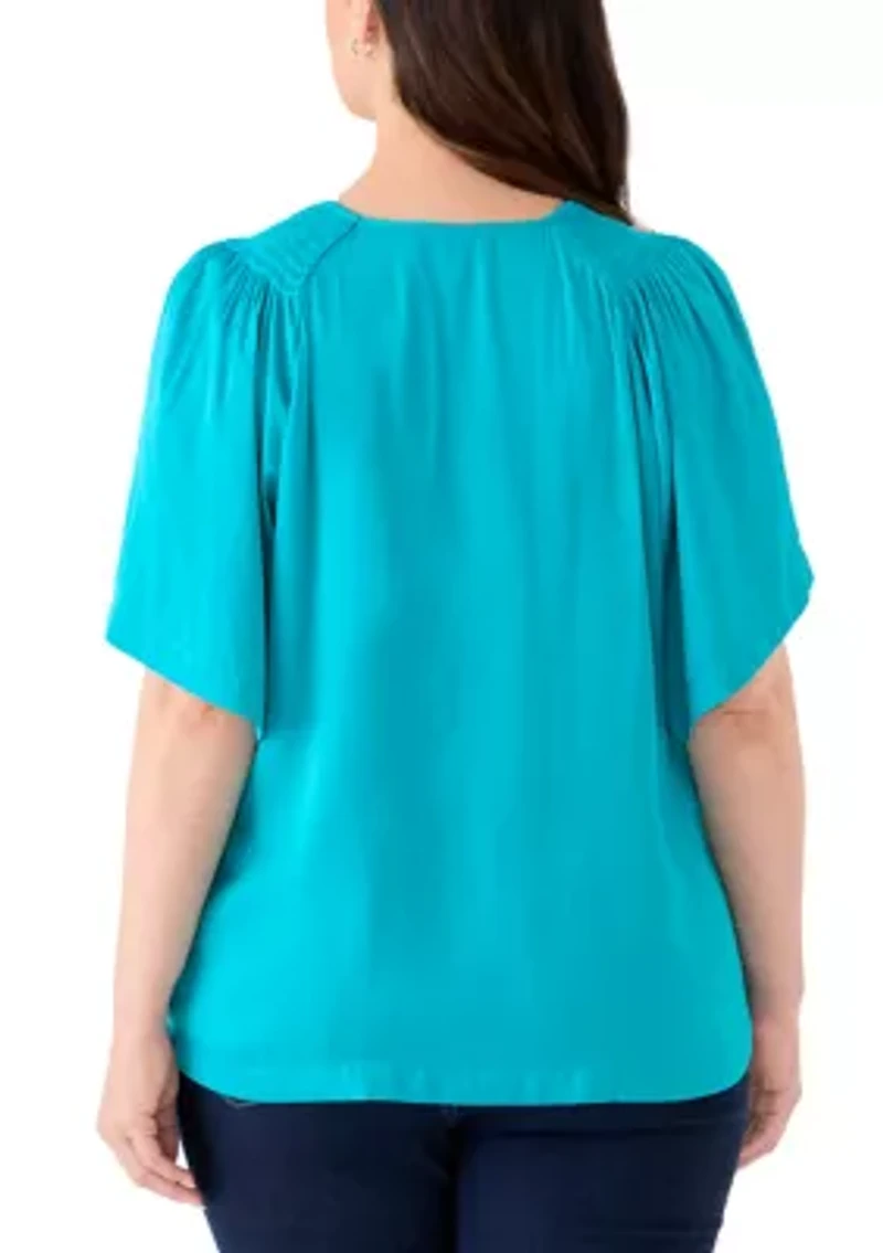 Plus Smocked Woven Airflow Top