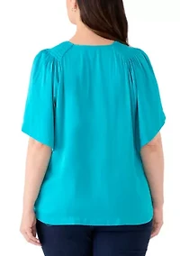 Plus Smocked Woven Airflow Top