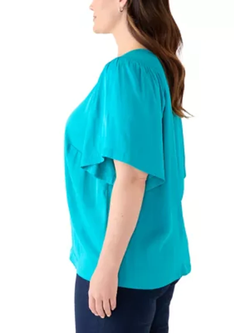 Plus Smocked Woven Airflow Top