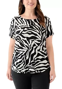 Plus Short Sleeve Pleat Back T-Shirt