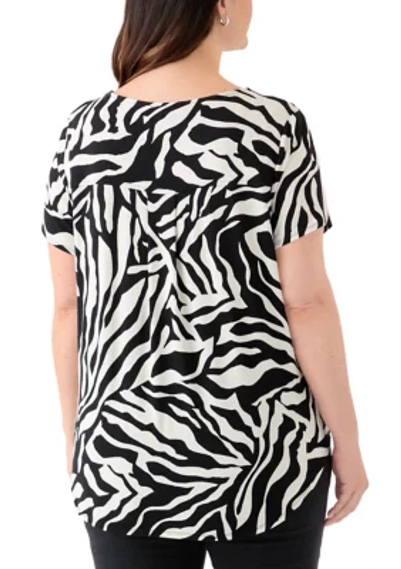 Plus Short Sleeve Pleat Back T-Shirt