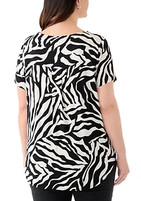 Plus Short Sleeve Pleat Back T-Shirt