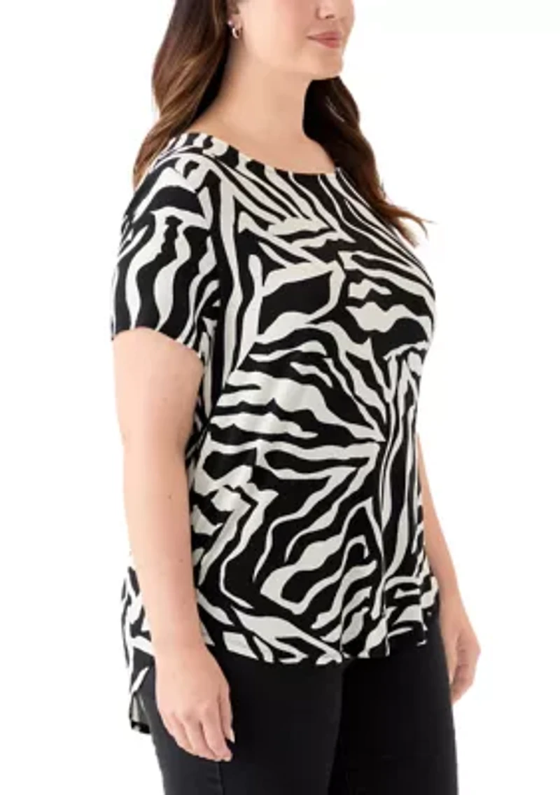 Plus Short Sleeve Pleat Back T-Shirt