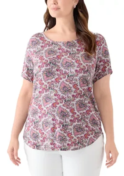Plus Short Sleeve Pleat Back T-Shirt