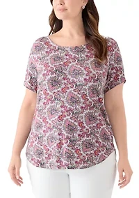 Plus Short Sleeve Pleat Back T-Shirt