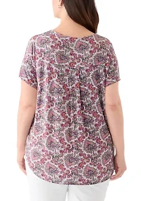 Plus Short Sleeve Pleat Back T-Shirt